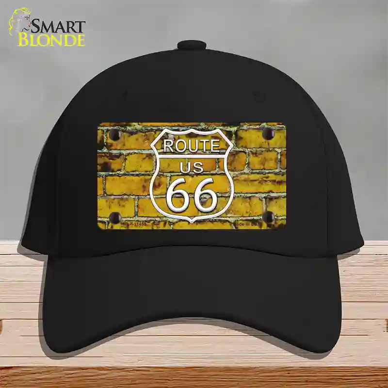 Route 66 Yellow Brick Wall Novelty License Plate Hat Cotton / Black