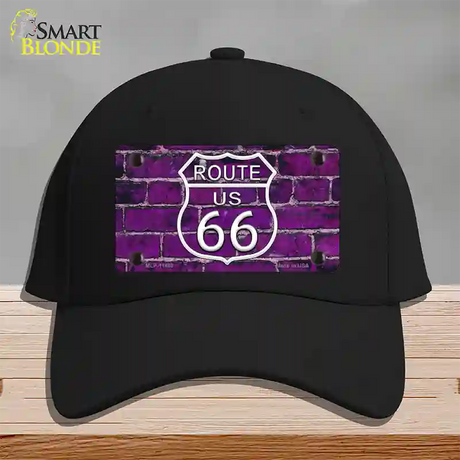 Route 66 Purple Brick Wall Novelty License Plate Hat Cotton / Black