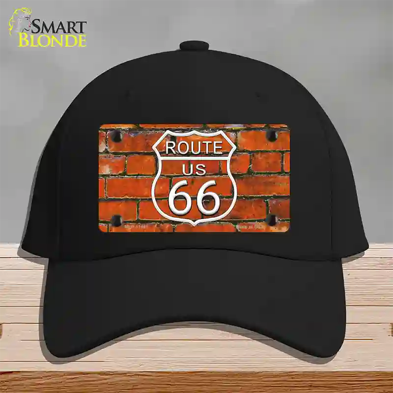 Route 66 Orange Brick Wall Novelty License Plate Hat Cotton / Black