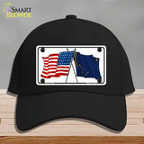 Alaska Crossed US Flag Novelty License Plate Hat Cotton / Black