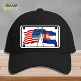 Colorado Crossed US Flag Novelty License Plate Hat Cotton / Black