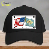 Delaware Crossed US Flag Novelty License Plate Hat Cotton / Black