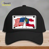 Georgia Crossed US Flag Novelty License Plate Hat Cotton / Black