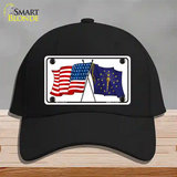 Indiana Crossed US Flag Novelty License Plate Hat Cotton / Black