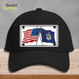 Maine Crossed US Flag Novelty License Plate Hat Cotton / Black