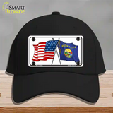 Montana Crossed US Flag Novelty License Plate Hat Cotton / Black