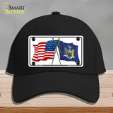 New York Crossed US Flag Novelty License Plate Hat Cotton / Black