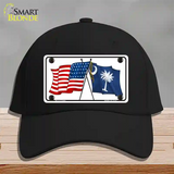 South Carolina Crossed US Flag Novelty License Plate Hat Cotton / Black