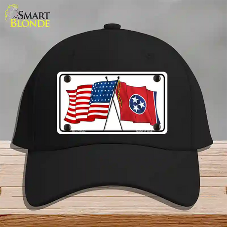 Tennessee Crossed US Flag Novelty License Plate Hat Cotton / Black