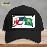 Washington Crossed US Flag Novelty License Plate Hat Cotton / Black