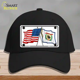 West Virginia Crossed US Flag Novelty License Plate Hat Cotton / Black