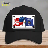 Wisconsin Crossed US Flag Novelty License Plate Hat Cotton / Black