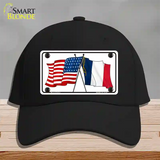 France Crossed US Flag Novelty License Plate Hat Cotton / Black