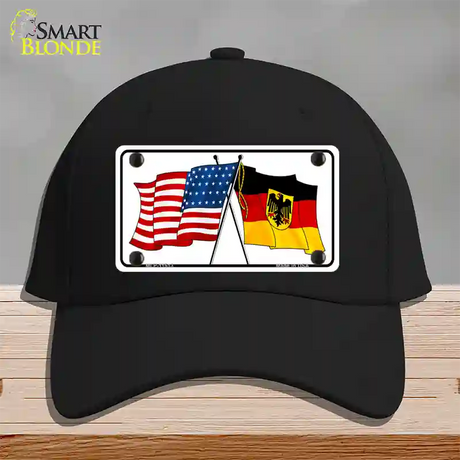 Germany Crossed US Flag Novelty License Plate Hat Cotton / Black