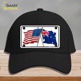 Australia Crossed US Flag Novelty License Plate Hat Cotton / Black