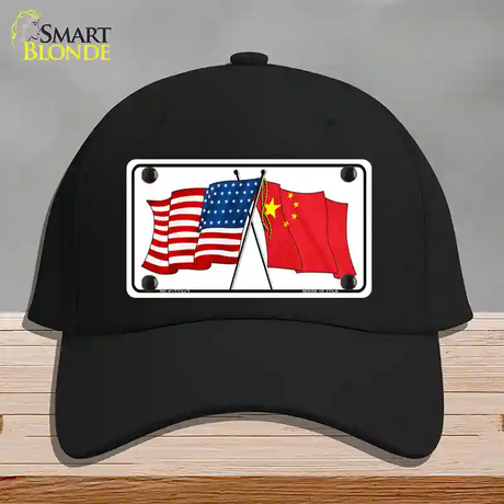 China Crossed US Flag Novelty License Plate Hat Cotton / Black