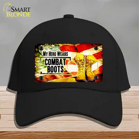 My Hero Wears Combat Boots Novelty License Plate Hat Cotton / Black