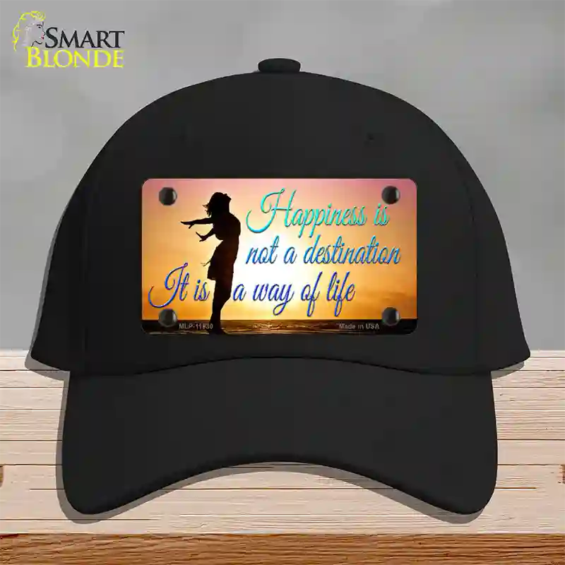 Happiness Way Of Life Sunset Novelty License Plate Hat Cotton / Black