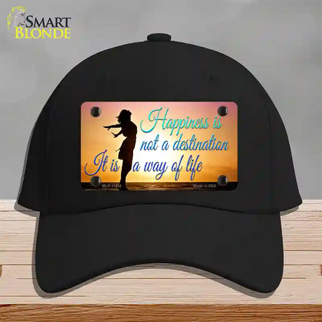 Happiness Way Of Life Sunset Novelty License Plate Hat Cotton / Black