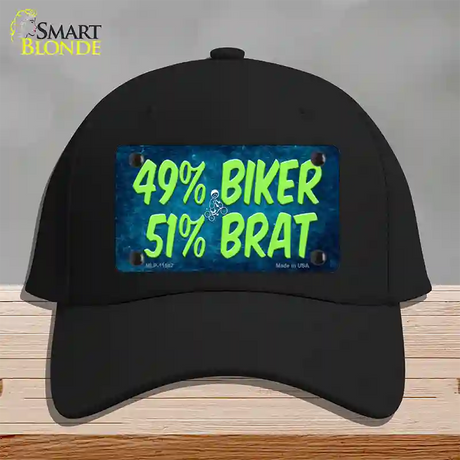 49% Biker 51% Brat Novelty License Plate Hat Cotton / Black