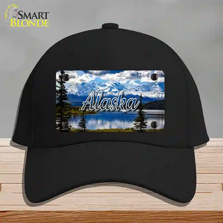 Alaska Snowy Mountains State Novelty License Plate Hat Cotton / Black