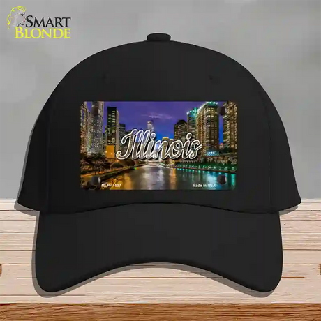 Illinois River City Lights State Novelty License Plate Hat Cotton / Black