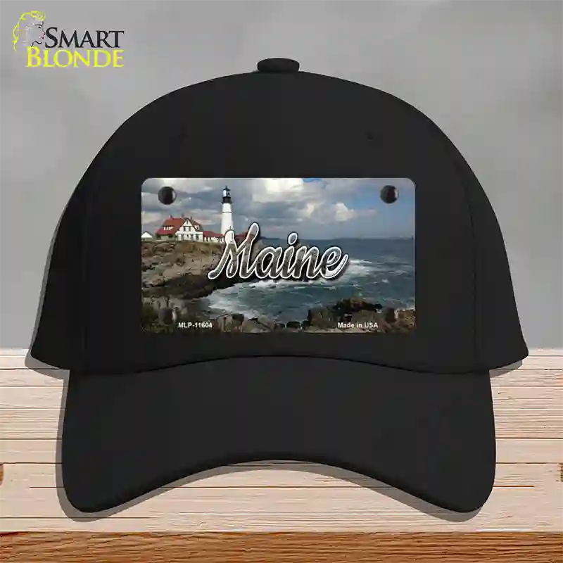 Maine Lighthouse Beach State Novelty License Plate Hat Cotton / Black