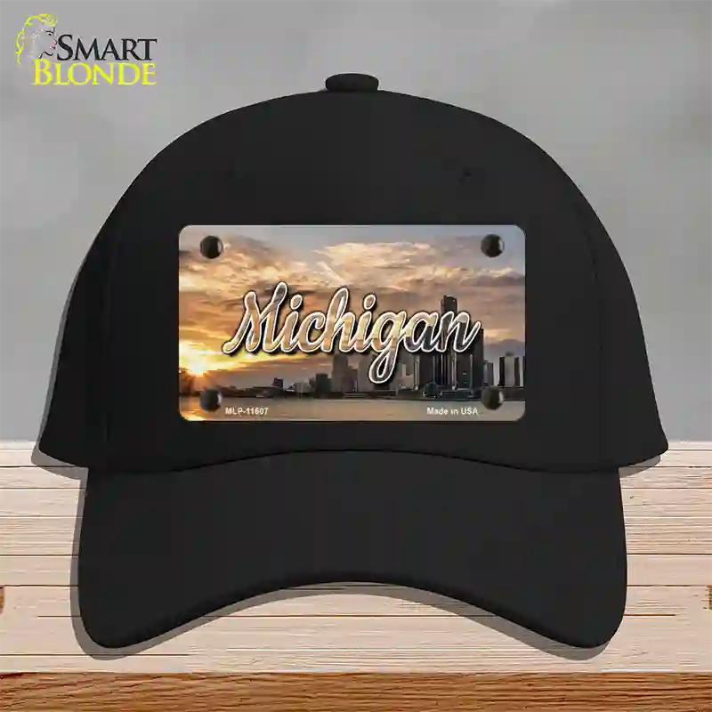 Michigan City Sunset State Novelty License Plate Hat Cotton / Black