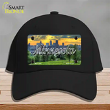 Minnesota City Skyline Sunset State Novelty License Plate Hat Cotton / Black