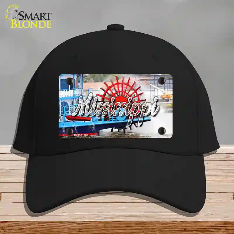 Mississippi Boat State Novelty License Plate Hat Cotton / Black