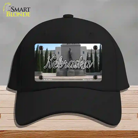 Nebraska Capital Building State Novelty License Plate Hat Cotton / Black