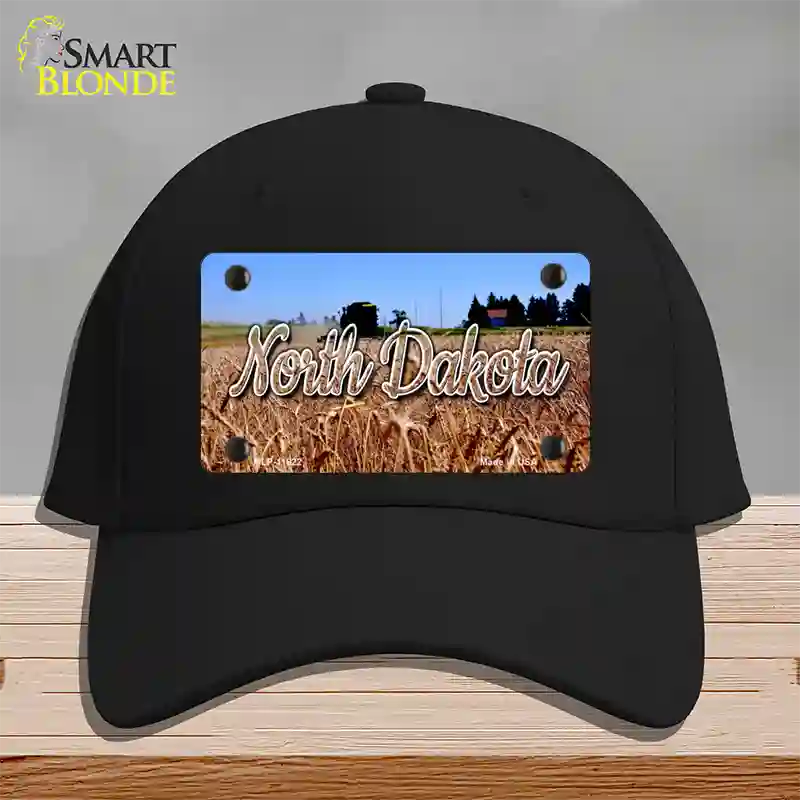 North Dakota Wheat Farm State Novelty License Plate Hat Cotton / Black