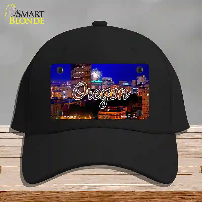 Oregon Firework City Lights State Novelty License Plate Hat Cotton / Black