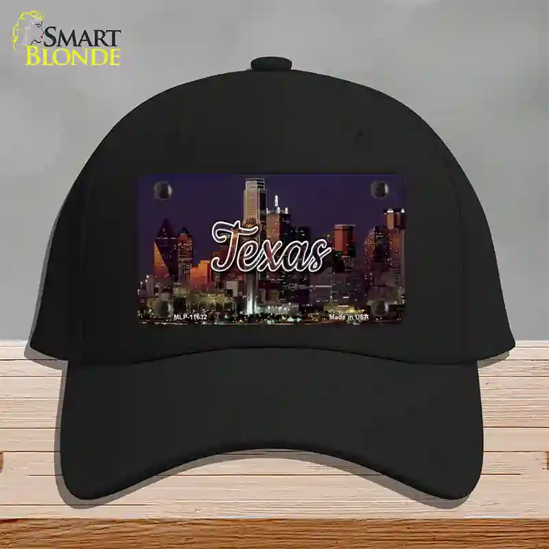 Texas City Lights Novelty License Plate Hat Cotton / Black