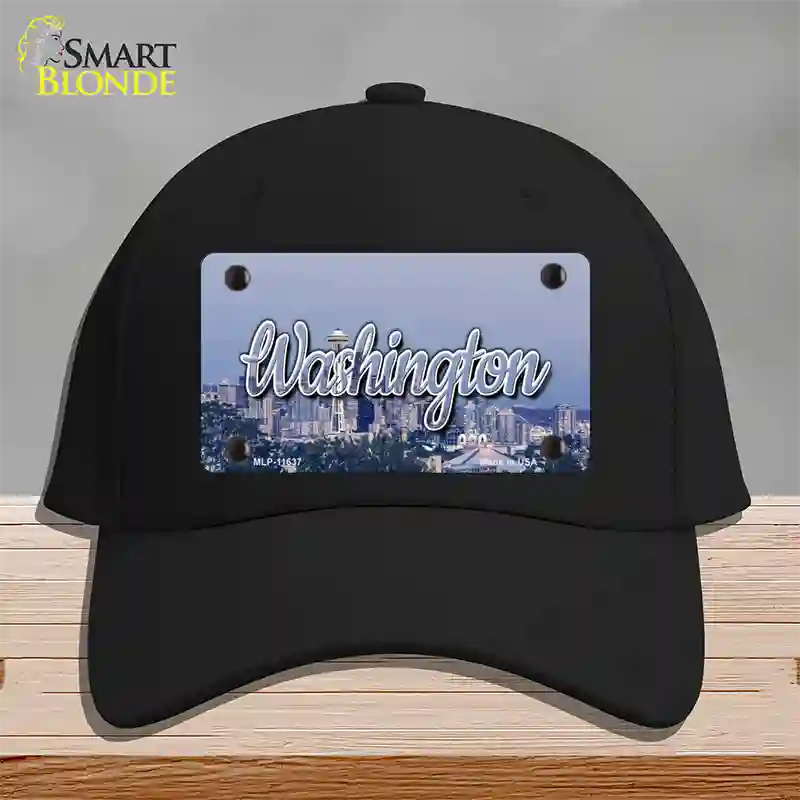 Washington Space Needle State Novelty License Plate Hat Cotton / Black