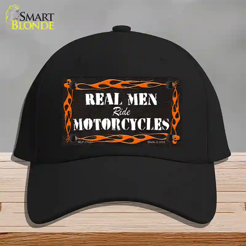 Real Men Ride Motorcycles Novelty License Plate Hat Cotton / Black