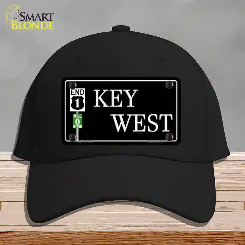 Key West Highway Sign Novelty License Plate Hat Cotton / Black