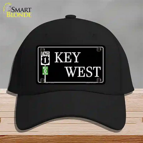 Key West Highway Sign Novelty License Plate Hat Cotton / Black