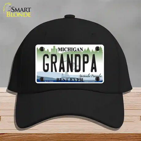 Grandpa Michigan Novelty License Plate Hat Cotton / Black