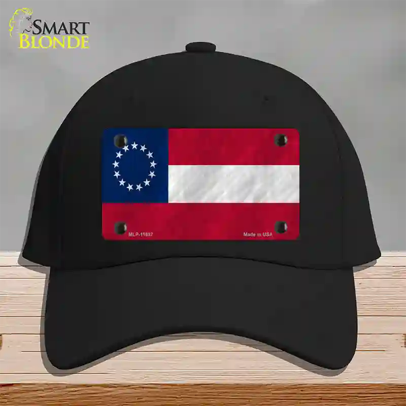 First Confederate Flag 13 Stars Novelty License Plate Hat Cotton / Black