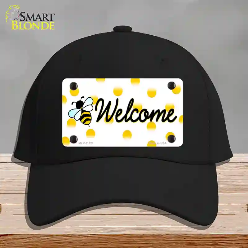 Welcome Bee Novelty License Plate Hat Cotton / Black