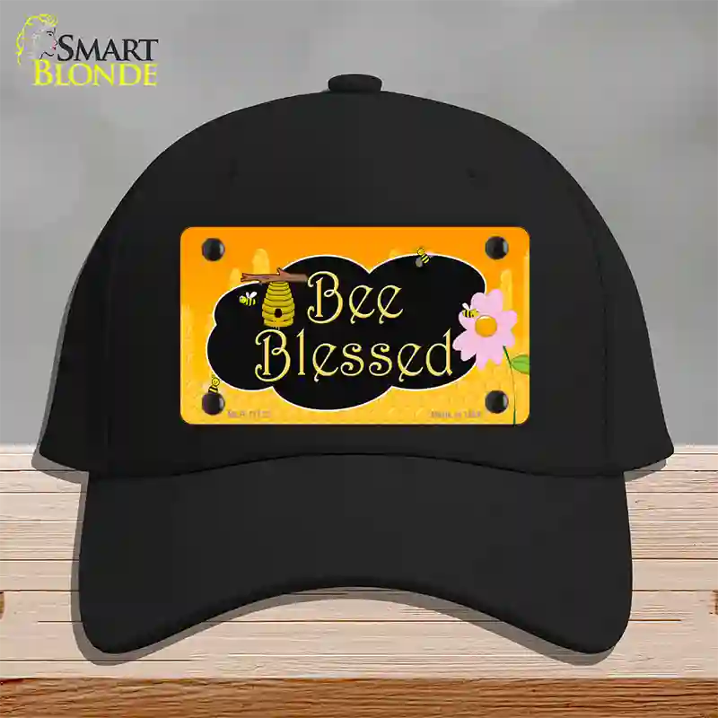 Bee Blessed Honey Hive Novelty License Plate Hat Cotton / Black