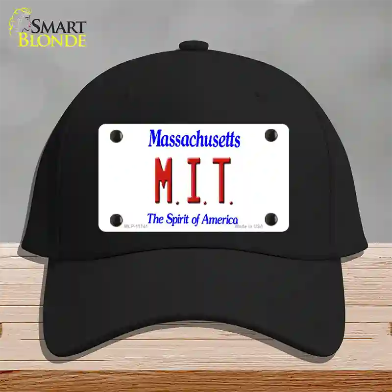 MIT Massachusetts State Novelty License Plate Hat Cotton / Black