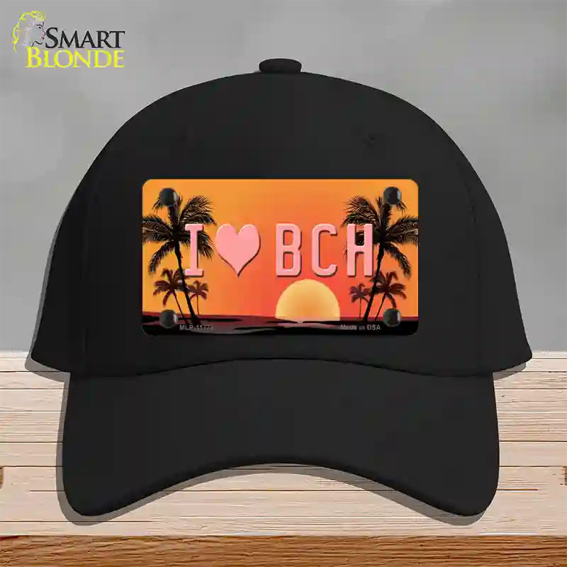 I Love Beach Novelty License Plate Hat Cotton / Black