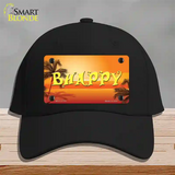 Be Happy Beach Scene Novelty License Plate Hat Cotton / Black