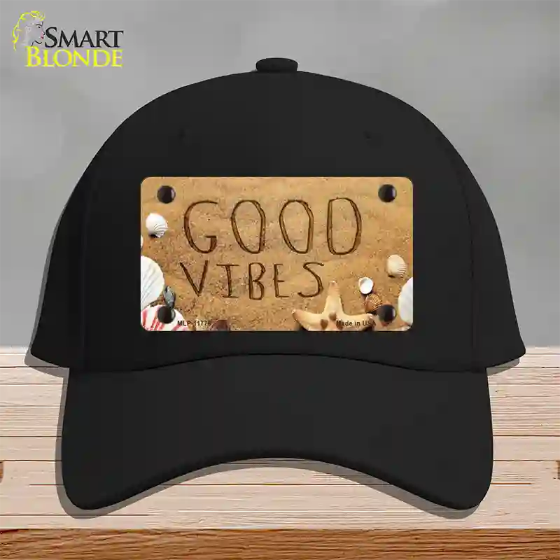 Good Vibes in the Sand Novelty License Plate Hat Cotton / Black