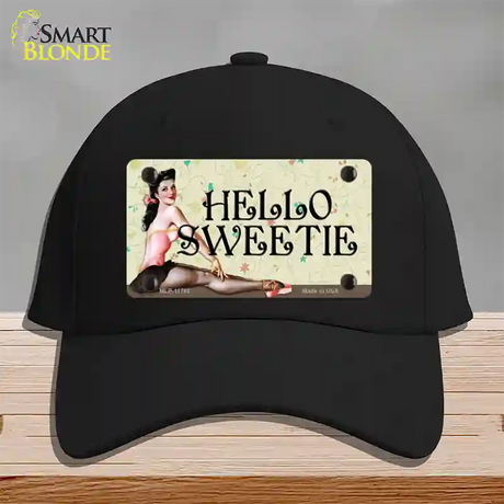 Hello Sweetie Vintage Pinup Novelty License Plate Hat Cotton / Black