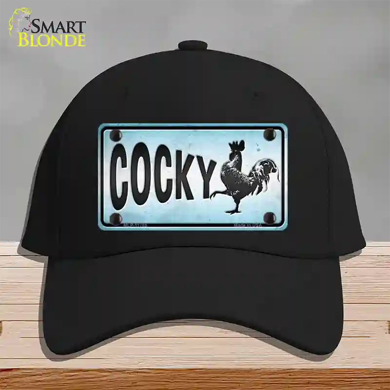 Cocky Chicken Novelty License Plate Hat Cotton / Black