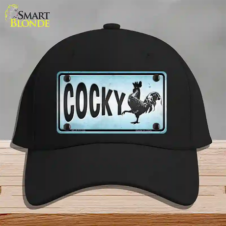 Cocky Chicken Novelty License Plate Hat Cotton / Black