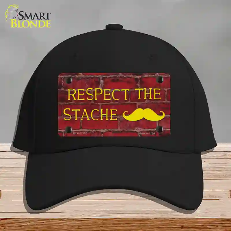 Respect the Stache Novelty License Plate Hat Cotton / Black